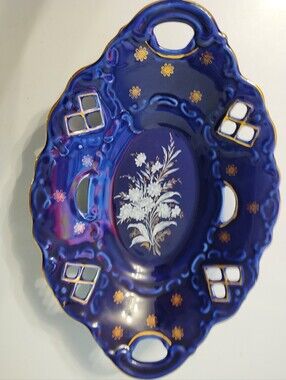 Gorgeous Vintage Blue Porcelain Serving Bowl